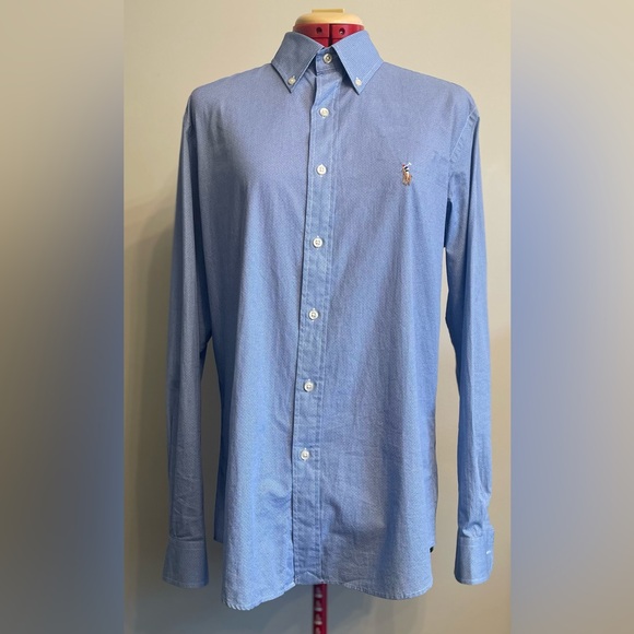 Ralph Lauren - All cotton blue patterned dress shirt Size medium (Slim fit) - Picture 2 of 3